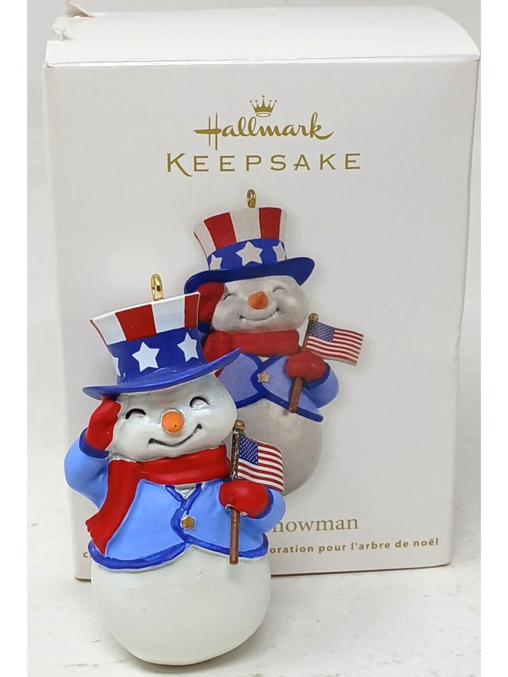 Hallmark Patriotic Snowman 2012 Christmas Ornament Flag Top Hat QXG4681 #GS-8